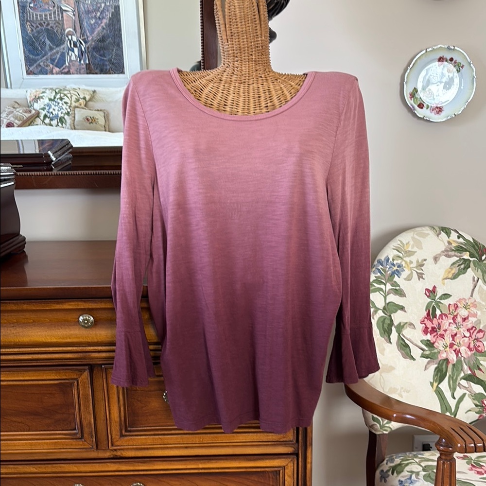 Anthropologie T.La Pink Relaxed 3/4 Sleeve top. Size S